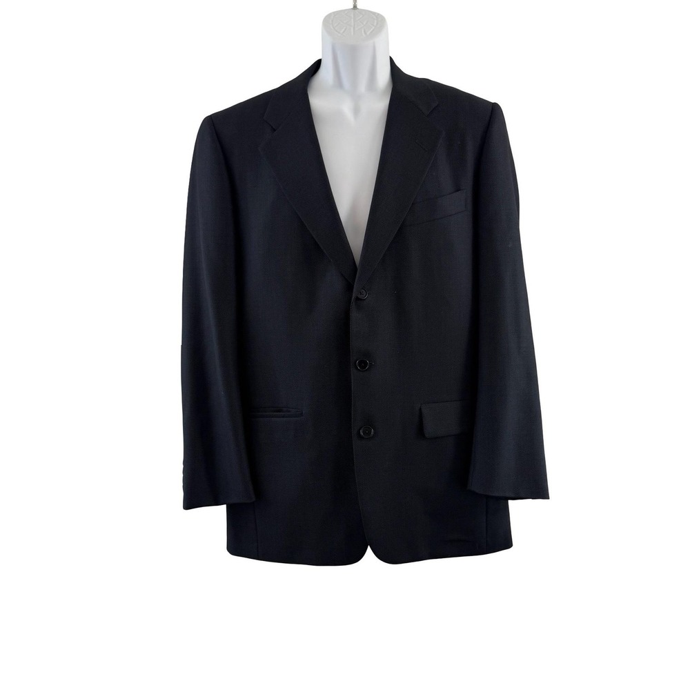 Hickey Freeman Suit Jacket Mens 39R Dark Navy Gray Geometric Canterbury Blazer